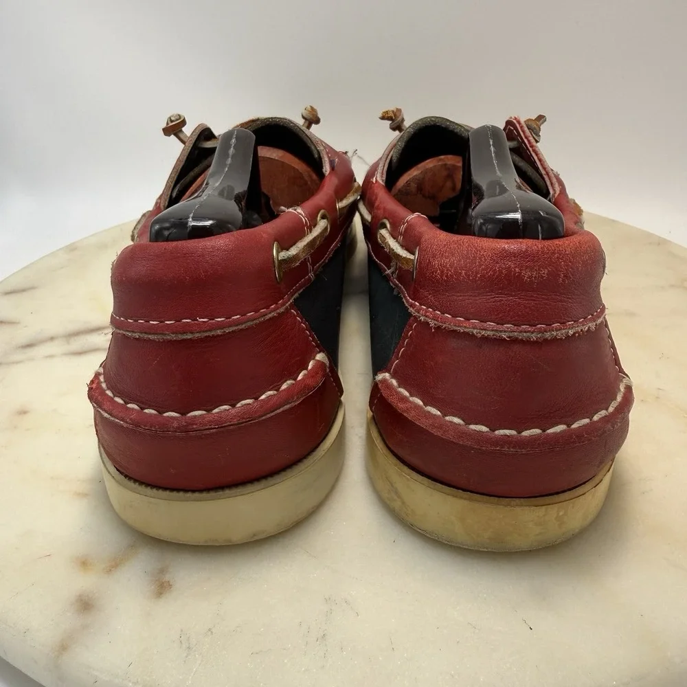 SEBAGO Portland Men's Navy/ Red Leather  Docksides Casual Boat Shoes Loafers 9N
